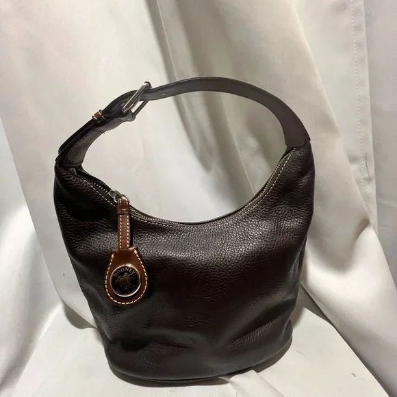 Vintage Dooney & Bourke Dark Brown Leather Hobo Bag - Picture 1 of 14